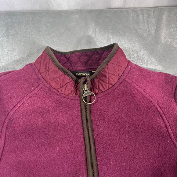 Barbour Malena Cropped Fleece Jacket in Burgundy quilted accents women's 8 - Picture 4 of 8